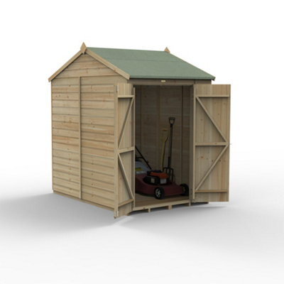 5x7 Reverse Apex Shed Beckwood 25yr Guarantee Shiplap Pressure Treated  - No Windows - Double Door