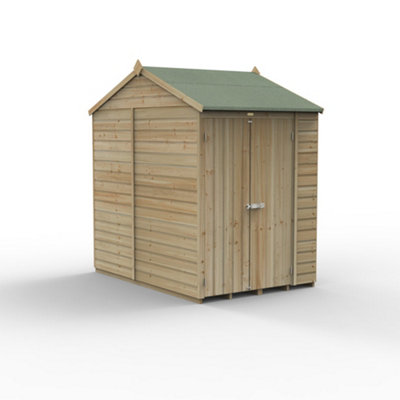 5x7 Reverse Apex Shed Beckwood 25yr Guarantee Shiplap Pressure Treated  - No Windows - Double Door