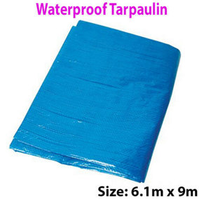 6.1 x 9m Outdoor Waterproof Blue Tarpaulin Sheets Ground Protective Cover Tarp