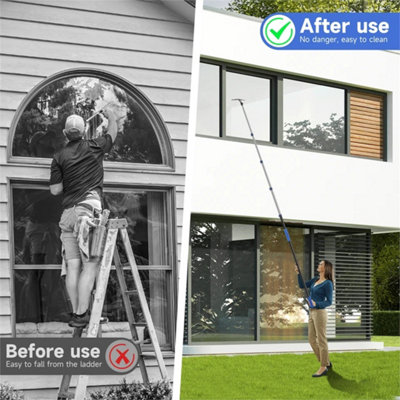 6-24FT Multi-Purpose Telescopic Pole for Window Cleaning Gutter ...