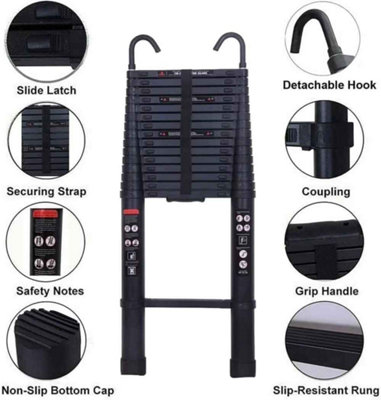 6.2M Telescopic Aluminium Ladder, Folding Extendable Ladder with ...