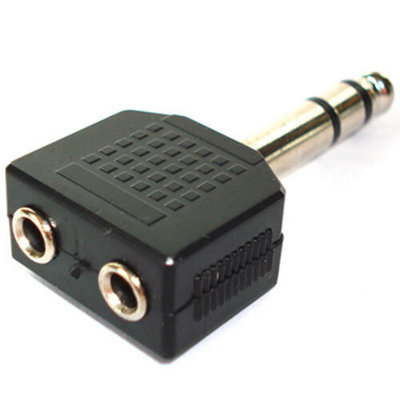 6.35mm 1/4" to 2x 3.5mm Stereo Splitter Adapter Dual/Twin Headphones Music Y Split
