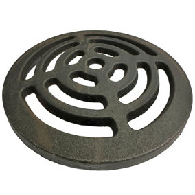 6.5" Diameter 165mm 9mm Thick Round Circular Cast Iron Gully Grid Grate Heavy Duty Drain Cover Black Satin Finish