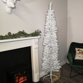 6.5ft (2m) Premier Pencil Style Slim Christmas Tree in White