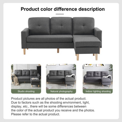 6.5ft 3 Seater Sofa, Multi-functional Toffee Seat with Removable Footrest, Grey