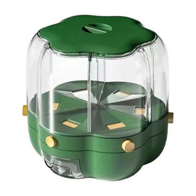 6.5L Green Food Grain Storage Container, 6 Grids 360 Degrees Rotating ...