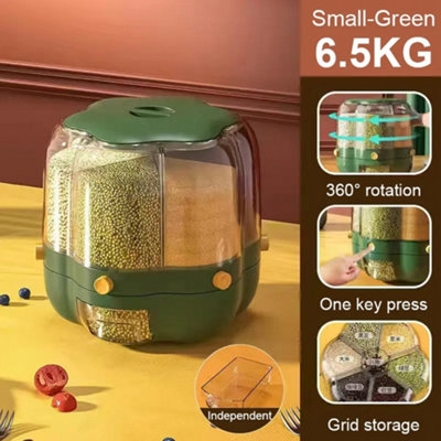 6.5L Green Grain Food Storage Container Measuring Cylinder with Lid