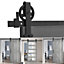 6.6ft Black Rustic Anchor Shaped Steel Barn Door Track System Sliding Hardware Kit, Load Capacity 100KG