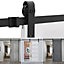 6.6ft Black Rustic J Shaped Steel Barn Door Track System Sliding Hardware Kit, Load Capacity 100KG No Door