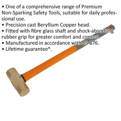6.6lb Sledge Hammer - Non-Sparking - Fibre Glass Shaft - Shock Absorbing Grip