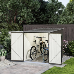 6.7x4.6ft Grey Bike Store Bicycle Storage Metal Shed Garden Storage Shed with Double Door for 2 Bikes