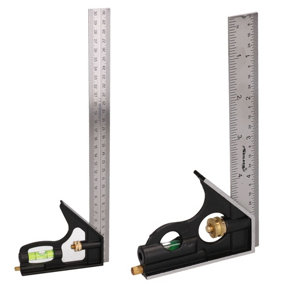 6" and 12" Engineers Square Adjustable Combination Set Square and Spirit Level 2pc