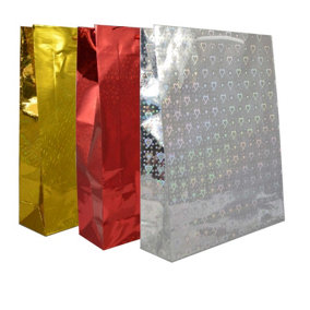 6 Assorted Large Holographic Present Gifts Bags Wedding Christmas Xmas Birthday