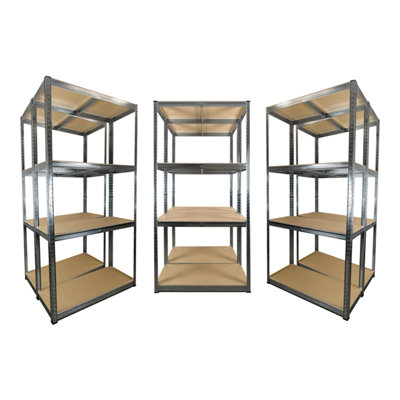 6 Bays of 4 Tier Galvanised Garage Shelving 1800h x 900w x 400d mm 175kg