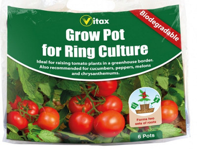 6 Biodegradable Grow Pots For Ring Culture Vitax Pots Tomato Peppers Aubergines