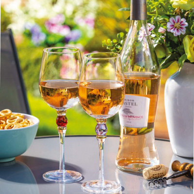 6 Bubble Stem Wine Glasses 240ml Capacity