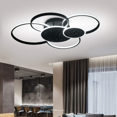 6 Circles Classic Black Finish Starry Sky LED Ceiling Light Fixture in ...