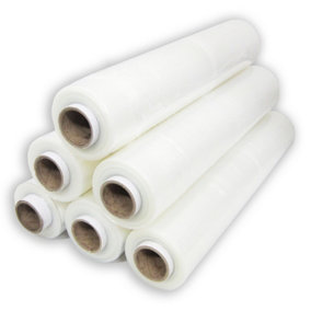 6  Clear Stretch Wrap Rolls 400MM x 150M Ideal for Wrapping Bundling Palletizing and Safeguarding Items