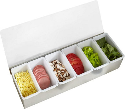 6 Compartment Tray For Pizza Toppings - Stainless Steel Picking Pizza ...