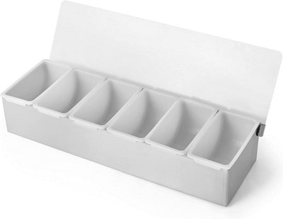 6 Compartment Tray For Pizza Toppings - Stainless Steel Picking Pizza Oven Station