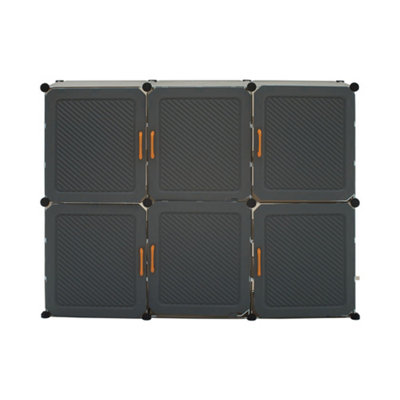 6 Compartments Dark Grey Modern Shoe Storage Cabinet with Handles 126 x 95 cm