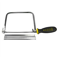 6" Coping Fret Saw Soft Grip Handle Steel Metal Frame With 5 Blades