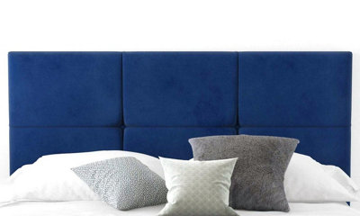 6-Cube Plush Velvet 2ft6 Small Single 20" Headboard -  Blue