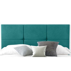 6-Cube Plush Velvet 3ft Single 20" Headboard -  Mallard