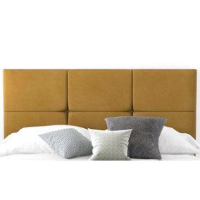 6-Cube Plush Velvet 3ft Single 20" Headboard -  Turmeric