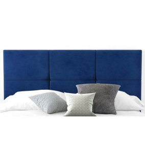 6-Cube Plush Velvet 5ft Kingsize 20" Headboard -  Blue