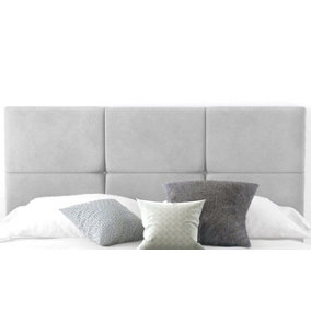 6-Cube Plush Velvet 5ft Kingsize 20" Headboard -  Silver