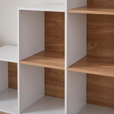 6 Cube Storage Stair Bookcase Unit in White - 7