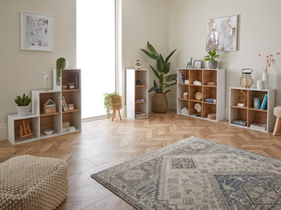 6 Cube Storage Stair Bookcase Unit in White - 8