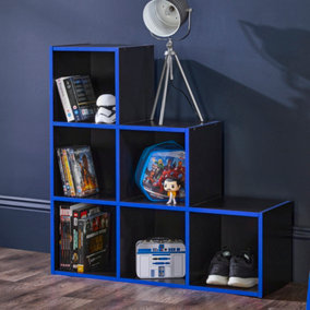6 Cube Storage Stair Bookcase Unit with Blue Detail