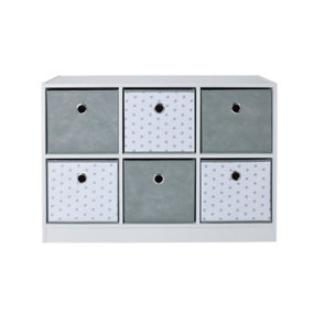 6 Cube Storage Unit Grey & Star Print Inserts