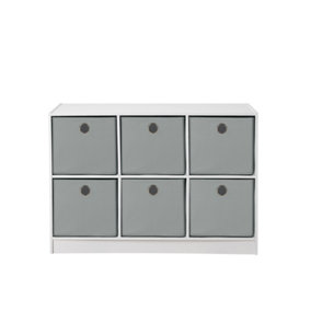 6 Cube Storage Unit with 6 x grey storage boxes