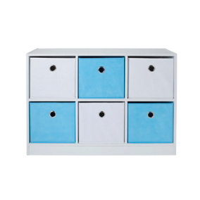 6 Cube Storage Unit with White & Blue Inserts