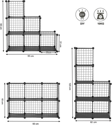 6-Cube Wire Grid Storage Rack, Interlocking Shelving Unit with Metal ...