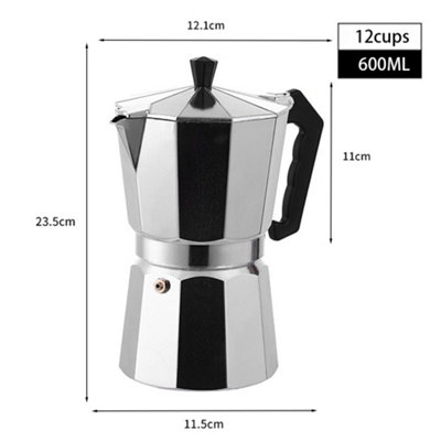 6 CUP 300ML STOVETOP ESPRESSO MAKER ITALIAN MOKA POT, 9.3CM W X