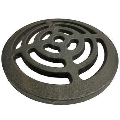 6" Diameter 152mm 10mm 3/8" Thick Round Dished Circular Cast Iron Gully Grid/Grate Heavy Duty Drain Cover Black Satin Finish