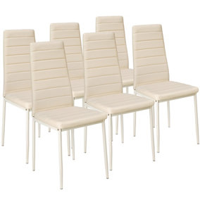 6 dining chairs synthetic leather - beige