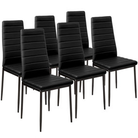 6 dining chairs synthetic leather - black