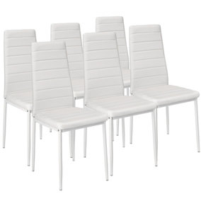 6 dining chairs synthetic leather - white
