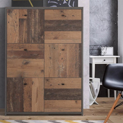 Rustic oak outlet storage cabinet