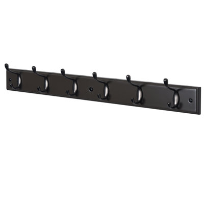 6 Double Black Nickel Coat Hooks Wall or Door Mounted in Dark Grey