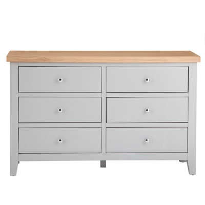 6 Drawer Chest - L130 x W42 x H82 cm - Grey