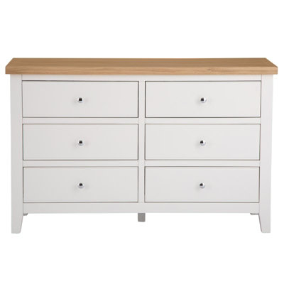 6 Drawer Chest - L130 x W42 x H82 cm - White