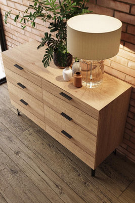 6 Drawer Cracked Oak Chest Of Drawers Fast Click Assembly