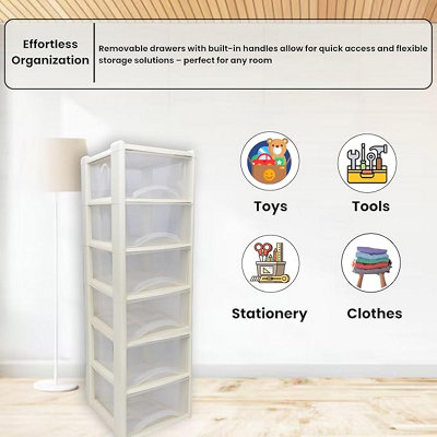 6 Drawer Large Plastic Storage Drawer Tower - Home, Offices and ...