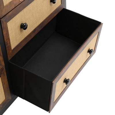 6-Drawer MDF Cabinet Rustic Rattan Storage Cabinet